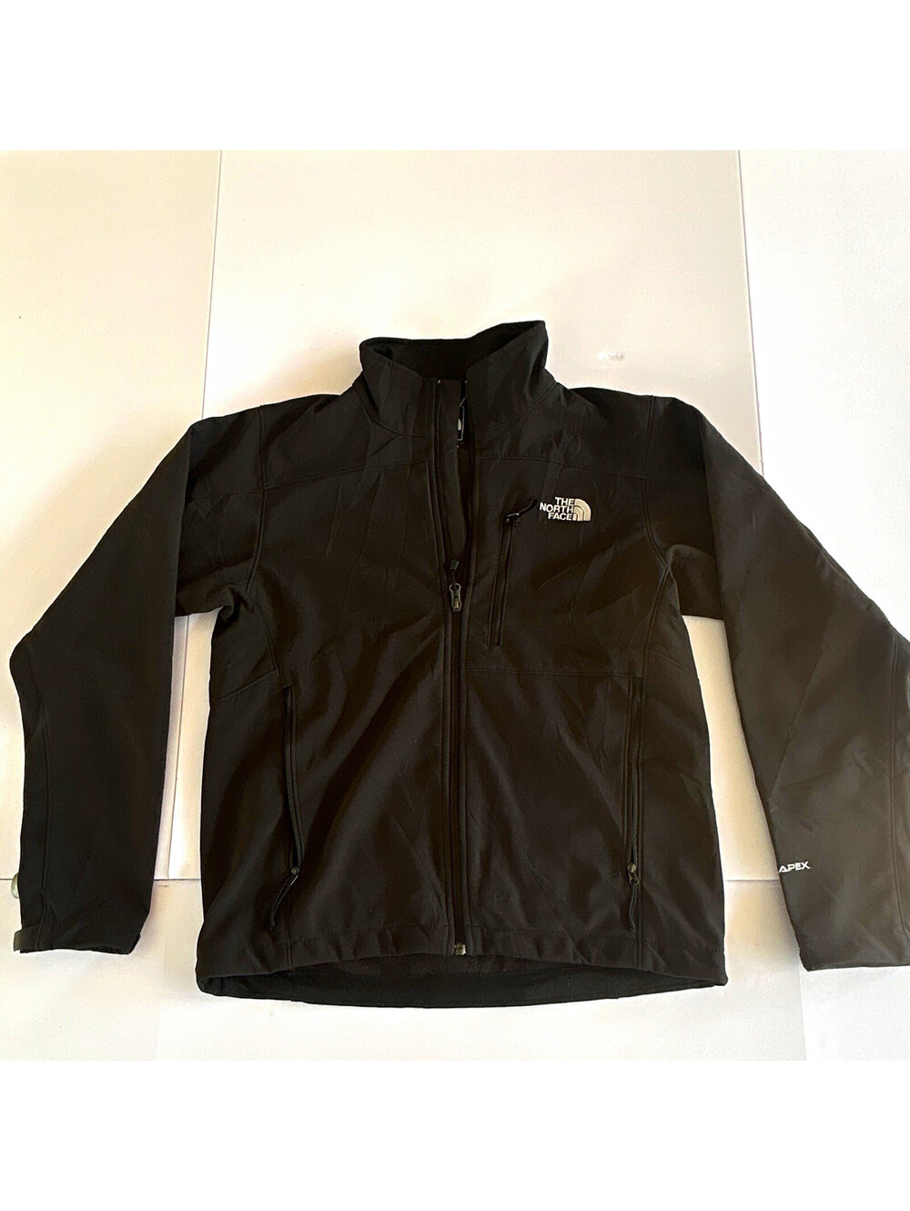 The North Face Men's Black Solid Stand-Up Full Zip Logo Jacket Size S